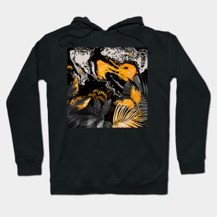 Black Gold marble and monstera Hoodie